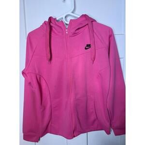 Nike pink zip up size medium hoodie black logo